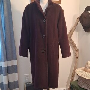 Jones New York Women's Dark Plum Long Wool Alpaca Blend Coat